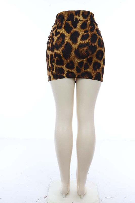 Leopard High Waist Mini Skirt