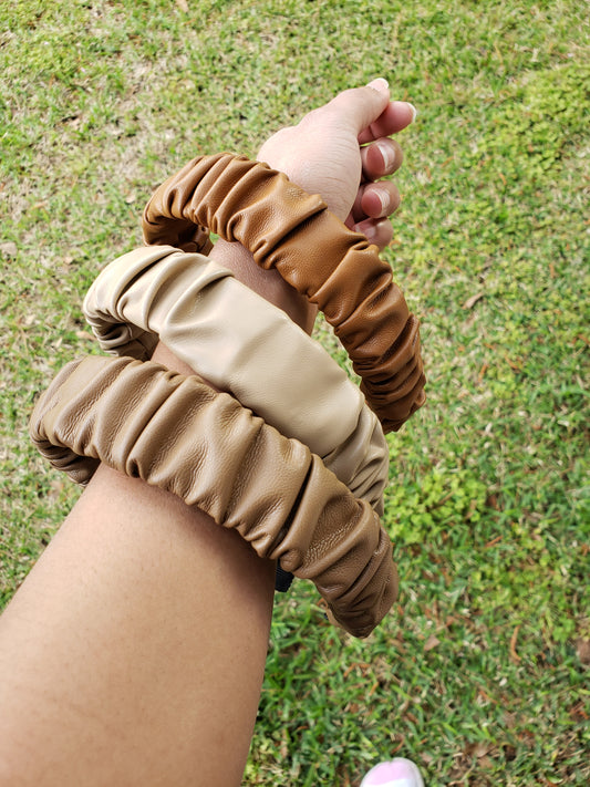 Scrunched Leather Headbands